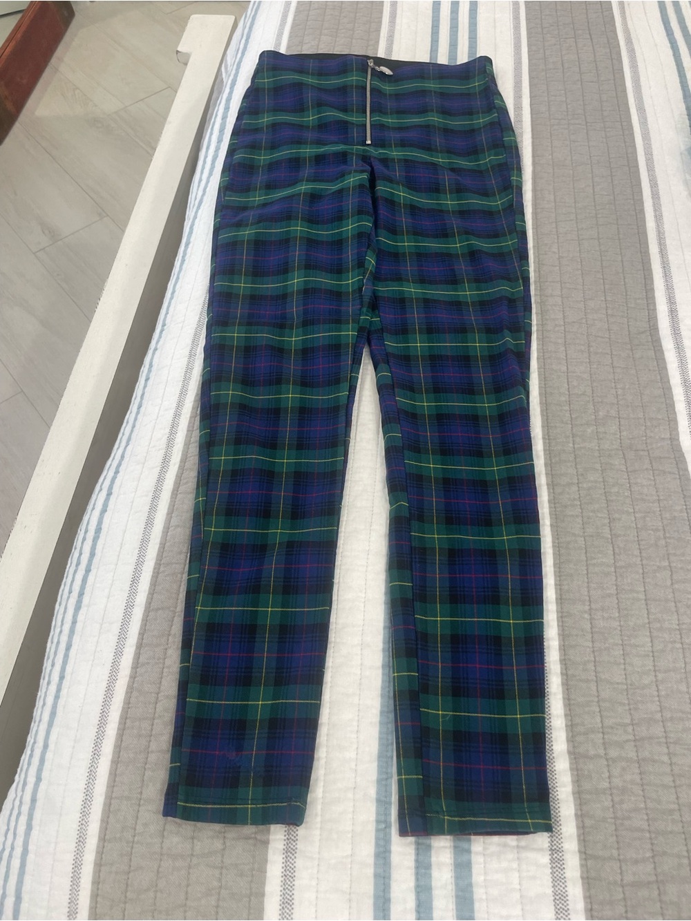 Zara Blue & Green Plaid Dress Pants